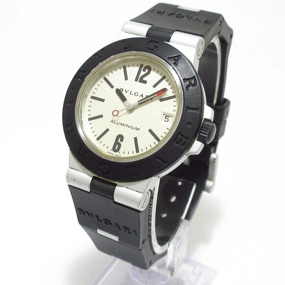 Auth BVLGARI Aluminum AL38A L16835 Black Men's Wrist Watch